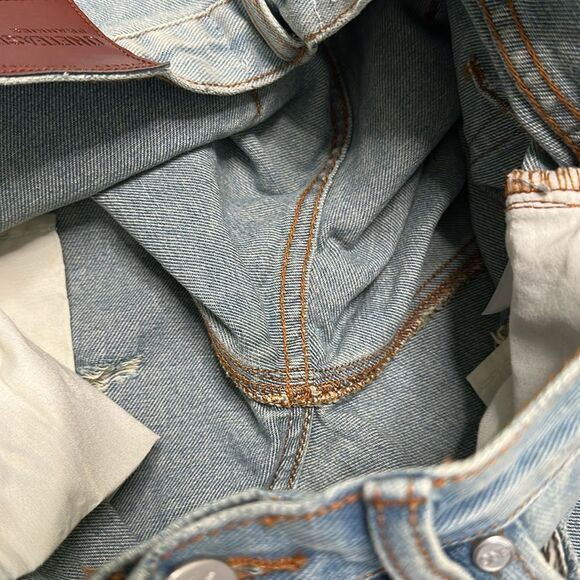 One Teaspoon Frankies Long Length Button Fly Fringe‎ Blue Jean Shorts Size 25 - Picture 13 of 13